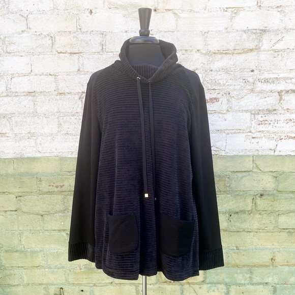 Velvet Velour Mock Neck Tunic Sweatshirt - Picture 1 of 7